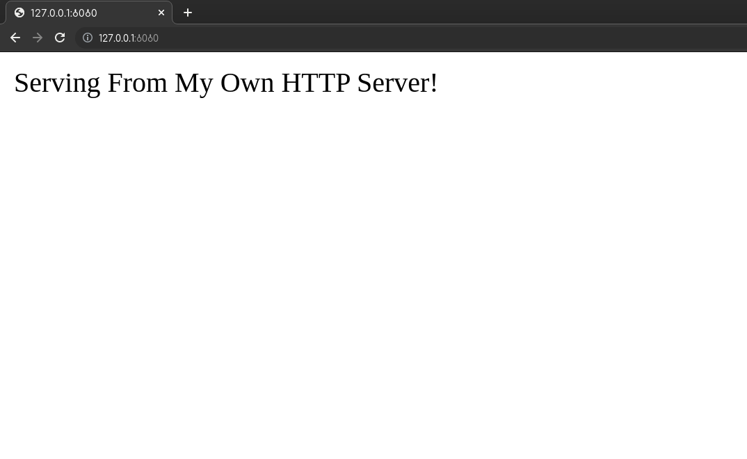 web browser displaying index.html my server provided